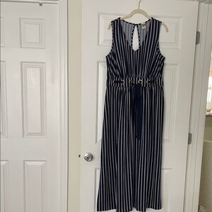 Mossimo Supply Co. Navy and White Striped Midi Dress